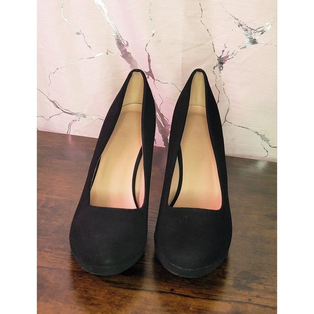 Classic Black Suede Size 8 Platform 3 inch Pump Mary Jane Office Party